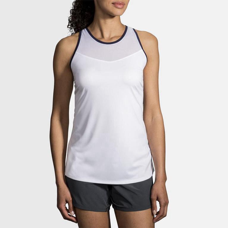 Brooks Women's Stealth Running Tank Top Singapore - White (31542-JZPB)